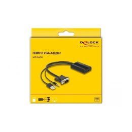 HDMI to VGA with Audio Adapter DELOCK 64172 Black 25 cm