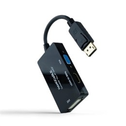 DisplayPort to VGA/DVI/HDMI adapter NANOCABLE 10.16.3301-ALL Black 20 cm