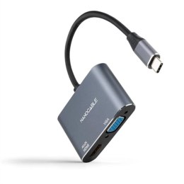 USB-C to VGA/HDMI Adapter NANOCABLE 10.16.4303 Grey 4K Ultra HD