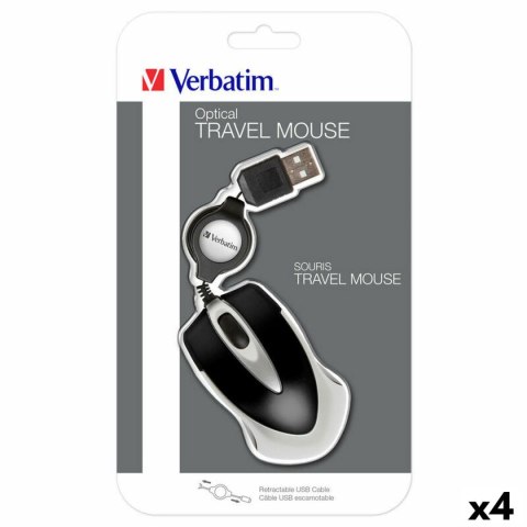 Mini Optical Mouse Verbatim Go Mini Black (4 Units)