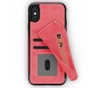 Zizo Nebula Wallet Case - Wallet Back and Zipper Pouch with Tempered Glass Screen Protector for iPhone X (Pink/Black)