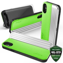 Zizo Retro Series - Wallet Back with Magnetic Closure and Built-In Kickstand for iPhone Xs /X (Neon Green/Silver)