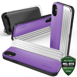Zizo Retro Series - Wallet Back with Magnetic Closure and Built-In Kickstand for iPhone Xs /X (Purple/Silver)