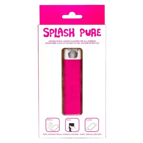 Splash Pure - Antibacterial screen cleaner with microfibre cloth, 20ml (Pink)