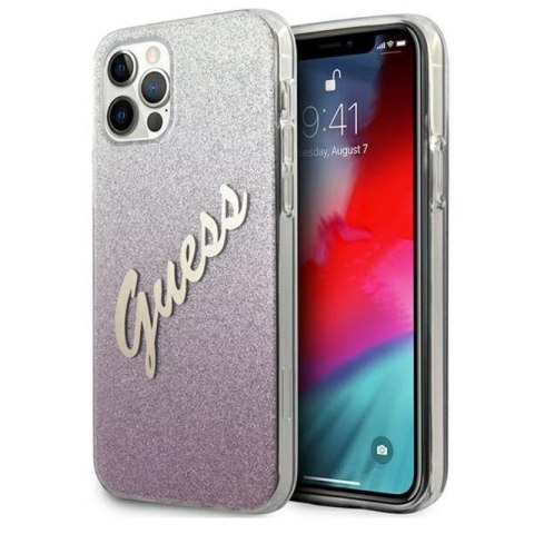 Guess Glitter Gradient Script - Case for iPhone 12 Pro Max (Pink)