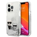 Karl Lagerfeld Liquid Glitter Karl & Choupette - Case for iPhone 13 Pro Max (Silver)