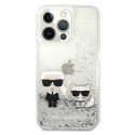 Karl Lagerfeld Liquid Glitter Karl & Choupette - Case for iPhone 13 Pro Max (Silver)