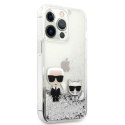 Karl Lagerfeld Liquid Glitter Karl & Choupette - Case for iPhone 13 Pro Max (Silver)