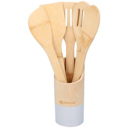 Alpina - Bamboo kitchen utensil set 5 pcs. with container (Grey)