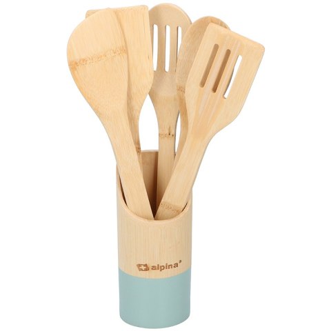 Alpina - Bamboo kitchen utensil set 5 pcs. with container (Marine)