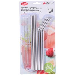 Alpina - eco-friendly multi-use metal straws with cleaning brushes (8+2 pcs.)