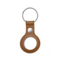 Crong Leather Case with Key Ring - Leather protective case key ring for Apple AirTag (Brown)