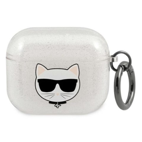 Karl Lagerfeld Choupette Head Glitter - Case for AirPods 3 (Silver)