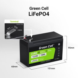 Green Cell - LiFePO4 12V 12.8V 10Ah battery for photovoltaic systems, motorhomes and boats