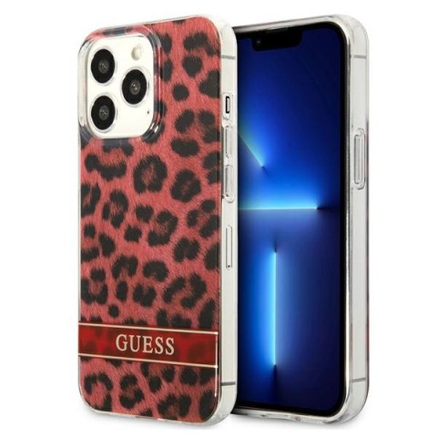 Guess Leopard Electro Stripe - Cover for iPhone 13 Pro (Red)