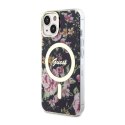 Guess Flower MagSafe - Case for iPhone 14 (Black)