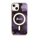 Guess Golden Marble MagSafe - Case for iPhone 14 (Purple)