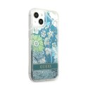 Guess Liquid Glitter Flower - Cover for iPhone 13 mini (Blue/Green)