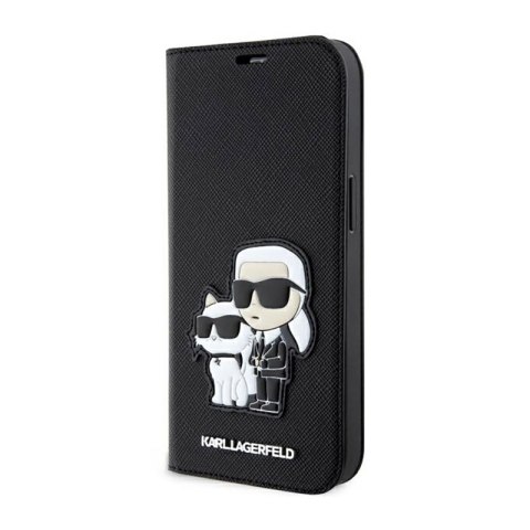 Karl Lagerfeld Booktype NFT Saffiano Karl & Choupette - Case for iPhone 14 Pro Max (Black)