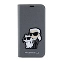 Karl Lagerfeld Booktype NFT Saffiano Karl & Choupette - Case for iPhone 14 (Silver)