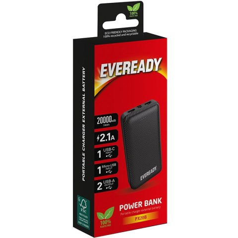 Eveready PX20B - Powerbank 20000 mAh 2x USB-A (Black)