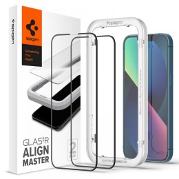 Spigen Alm Glass FC 2-Pack - Tempered Glass iPhone 14 / iPhone 13 / iPhone 13 Pro 2 pieces (Black)