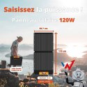 Wonder Ws120 - 120W solar panel with USB-C PD 30W & USB-A QC 18W output (Black)