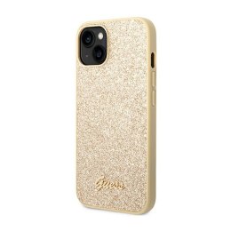 Guess Glitter Flakes Metal Logo Case - Case for iPhone 14 Plus (Gold)