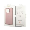 Guess Saffiano Metal Logo Stripes - Case for iPhone 14 Pro (Pink)
