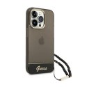 Guess Translucent Pearl Strap - Case for iPhone 14 Pro (Black)