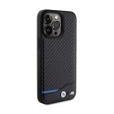 BMW Leather Carbon Blue Line - Case for iPhone 15 Pro Max (black)