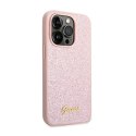 Guess Glitter Flakes Metal Logo Case - Case for iPhone 14 Pro (Pink)