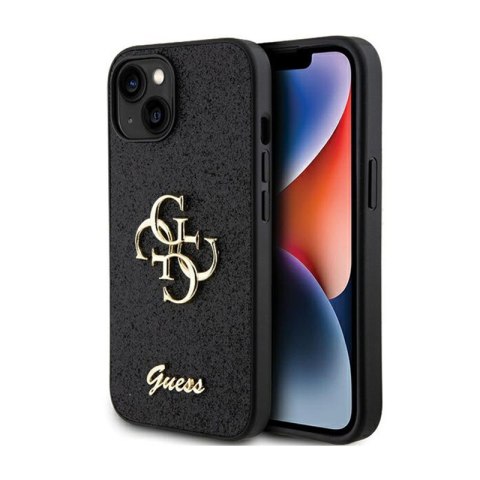 Guess Glitter Script Big 4G - Case for iPhone 15 Plus (Black)