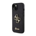 Guess Glitter Script Big 4G - Case for iPhone 15 Plus (Black)