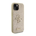 Guess Glitter Script Big 4G - Case for iPhone 15 Plus (Gold)