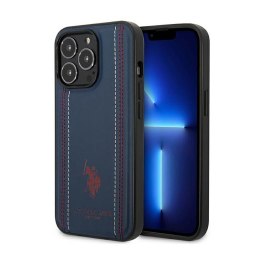 US Polo Assn Leather Stitch - Case for iPhone 14 Pro (Navy blue)