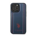 US Polo Assn Leather Stitch - Case for iPhone 14 Pro (Navy blue)