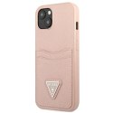 Guess Saffiano Double Card Triangle - Cover for iPhone 13 mini (Pink)