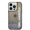 Karl Lagerfeld Liquid Glitter Translucent Elongated Logo Case - Case for iPhone 14 Pro (Black)