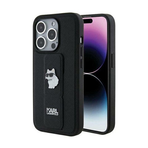 Karl Lagerfeld Gripstand Saffiano Choupette Pins - iPhone 14 Pro Max Case (black)