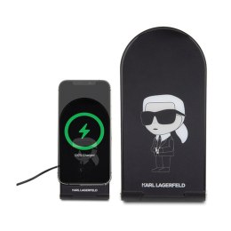 Karl Lagerfeld Ikonik MagSafe - Foldable 2-in-1 Inductive Charger with MagSafe for iPhone and AirPods 15W (black)