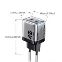WEKOME WP-U02 Mecha Series - 2x USB-C Super Fast Charger GaN 40W mains charger (Silver)