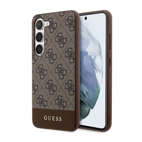 Guess 4G Bottom Stripe Metal Logo Collection - Case for Samsung Galaxy S23+ (Brown)