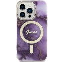 Guess Golden Marble MagSafe - Case for iPhone 14 Pro Max (Purple)