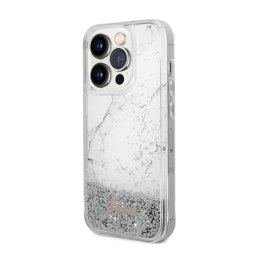 Guess Liquid Glitter Marble - Case for iPhone 14 Pro Max (White)