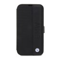 BMW Booktype Leather Textured & Stripe - Case for iPhone 14 Pro Max (Black)