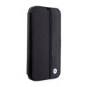 BMW Booktype Leather Textured & Stripe - Case for iPhone 14 Pro Max (Black)