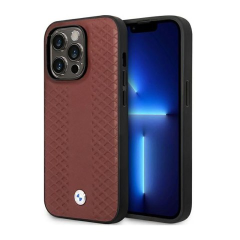 BMW Leather Diamond Pattern - Case for iPhone 14 Pro (Burgundian)