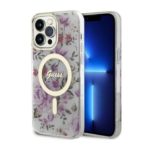 Guess Flower MagSafe - Case for iPhone 14 Pro Max (Transparent)