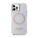 Guess Metal Outline MagSafe - Case for iPhone 12 / iPhone 12 Pro (Transparent / Pink)